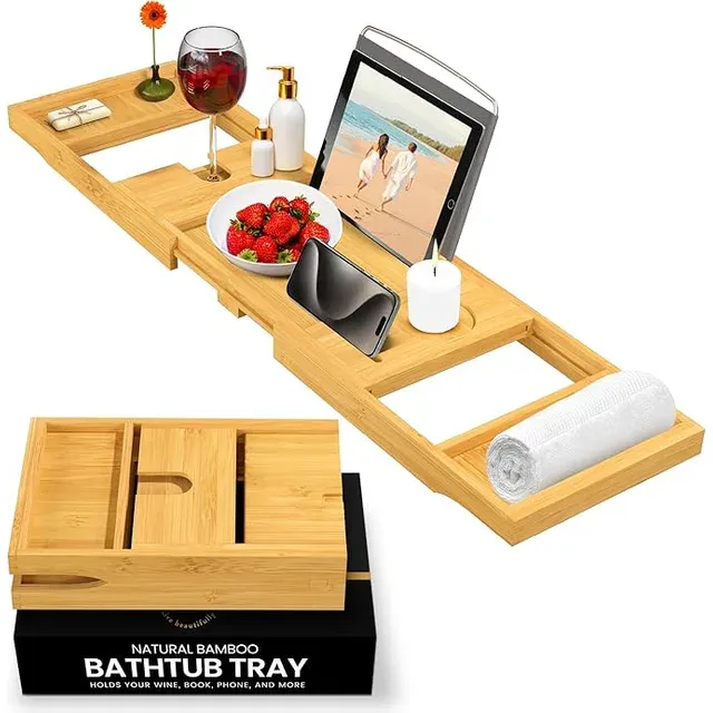 Expandable Bamboo Bathtub Tray