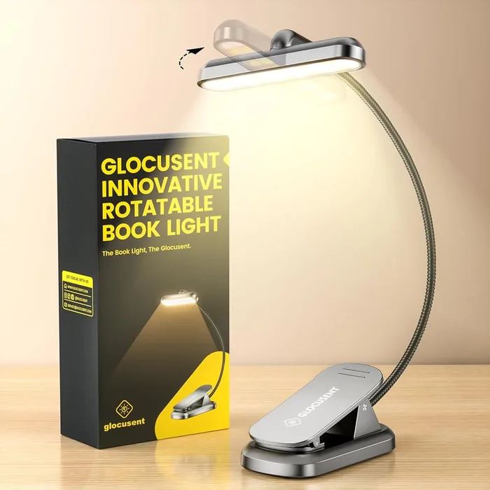 Glocusent Rotatable Clip on Book Light
