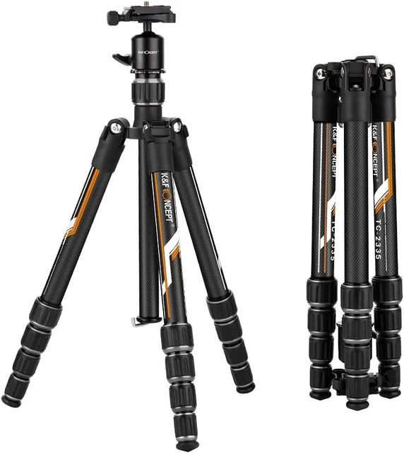 K&F Concept TC2335 Carbon Fiber Travel Tripod