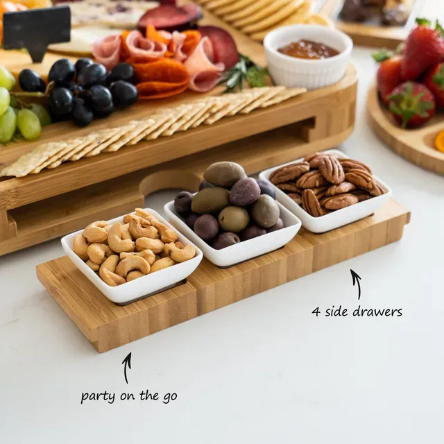 Smirly Bamboo 4-Drawer Charcuterie Board Set