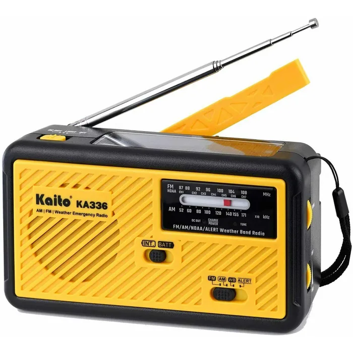 KA336 Emergency AM FM NOAA Weather Alert Radio with Solar and Crank