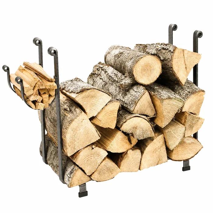 Enclume Large Rectangle Fireplace Log Rack, Hammered Steel