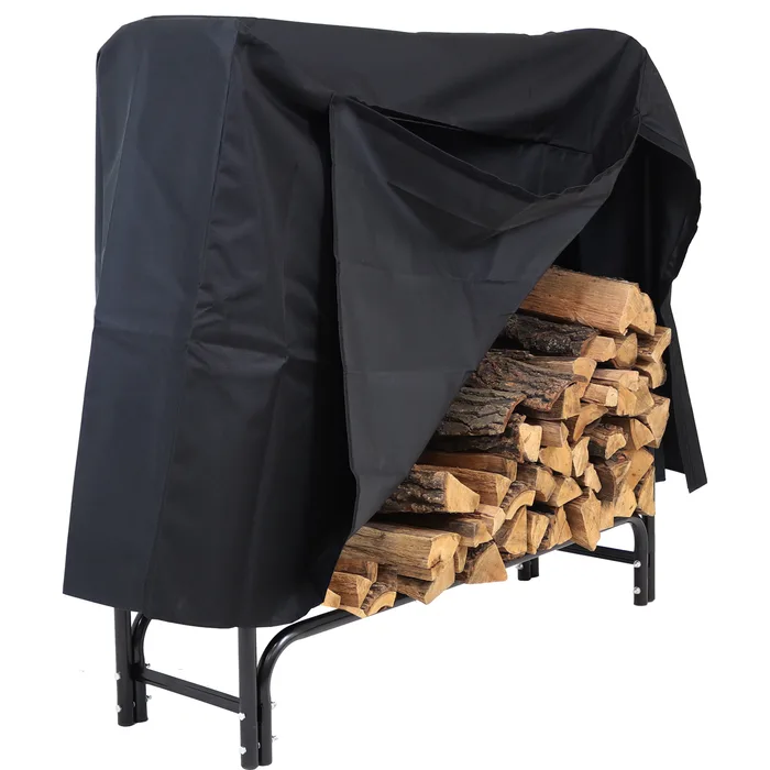 Sunnydaze Outdoor Firewood Log Rack with Cover Combo (8-Foot)