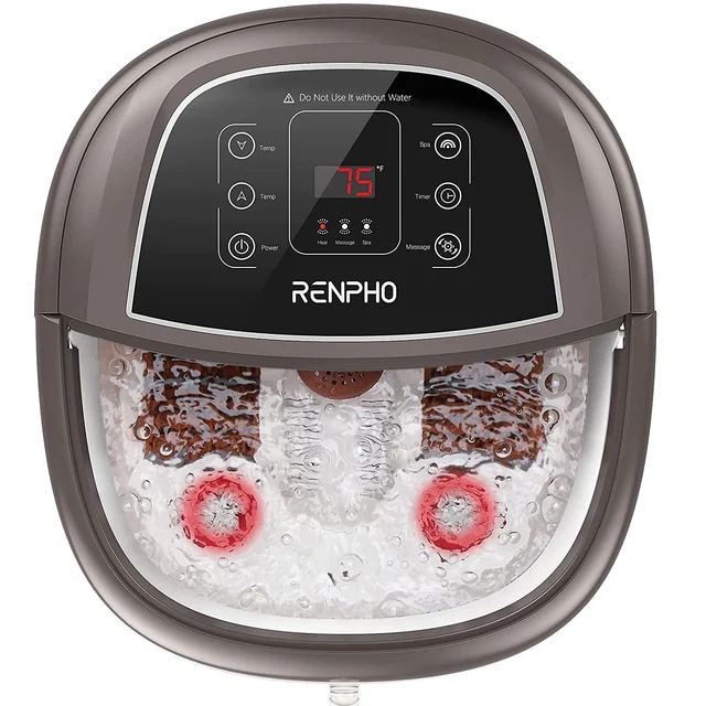 RENPHO Foot Spa Bath Massager with Heat, Bubbles and Motorized Rollers