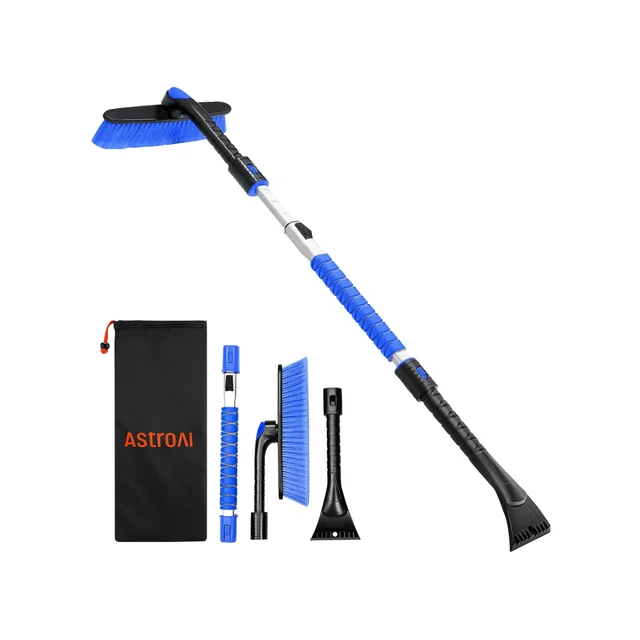AstroAI 47.2 Inch Ice Scraper and Extendable Snow Brush with 360 Degree Pivoting Head