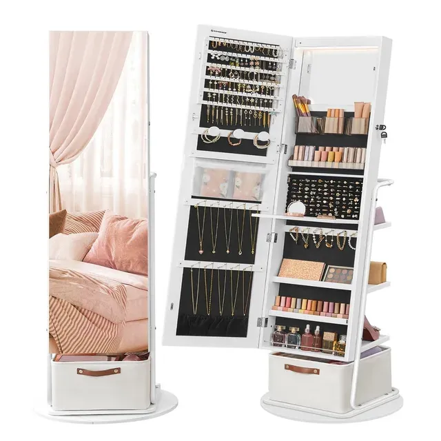 Songmics 360° Swivel Mirrored Jewelry Cabinet