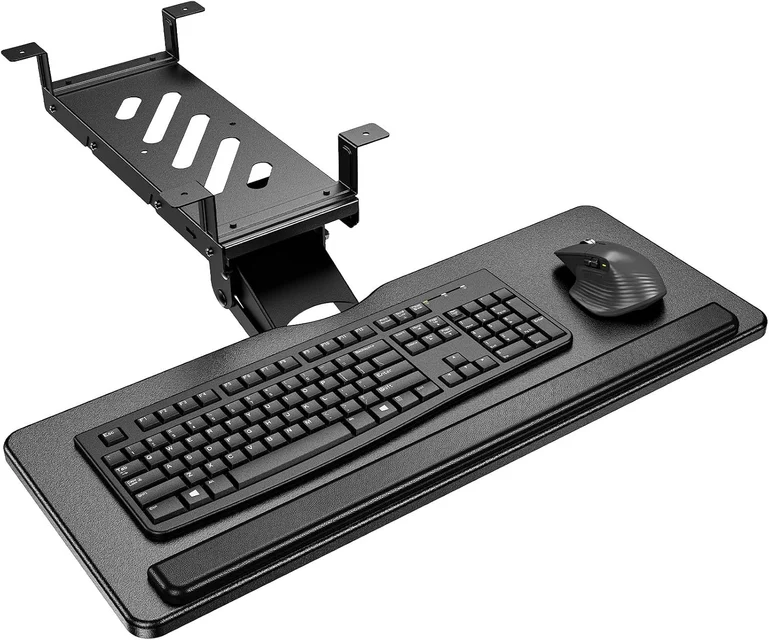 HUANUO Under Desk Keyboard Tray for Flat Bottom and Cross Beam Desks
