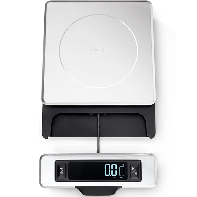 OXO Good Grips Stainless Steel Food Scale with Pull-Out Display (11 lb) — our top pick