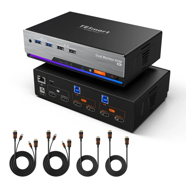 TESmart HKS202-M24 Dual Monitor KVM Switch — our top pick