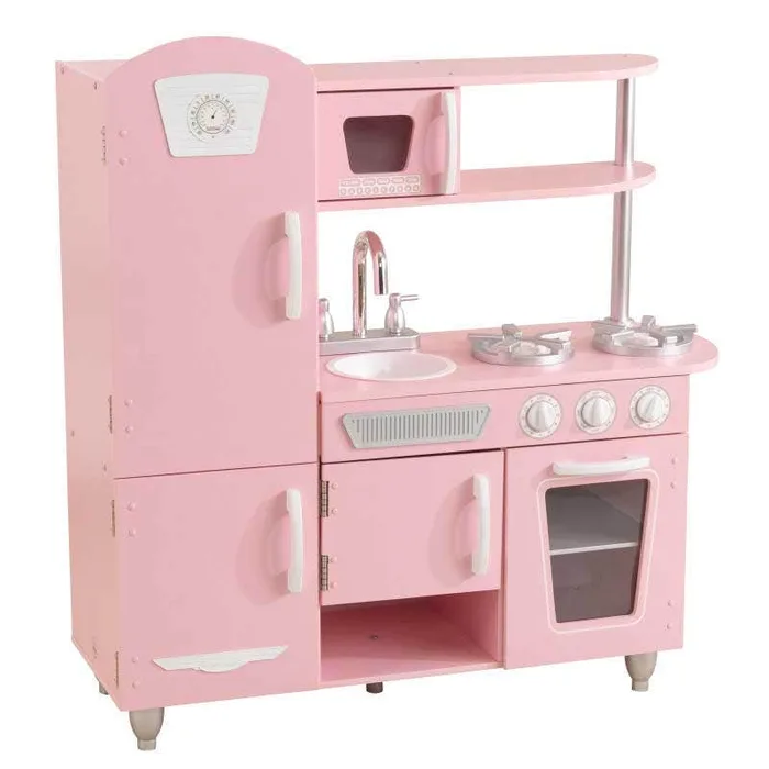 KidKraft Vintage Play Kitchen - Pink with White Fixtures