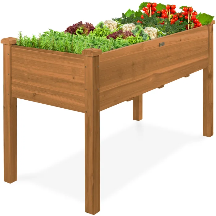 Best Choice Products Raised Garden Bed, Elevated Wooden Planter Box - 48x24x30in