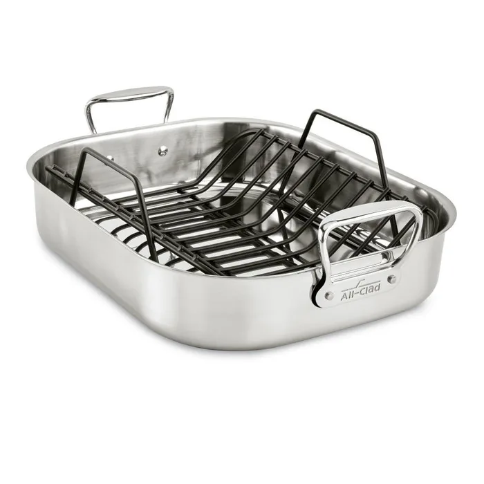 All-Clad Large Stainless Steel Roaster with Rack, 13 x 16 inch