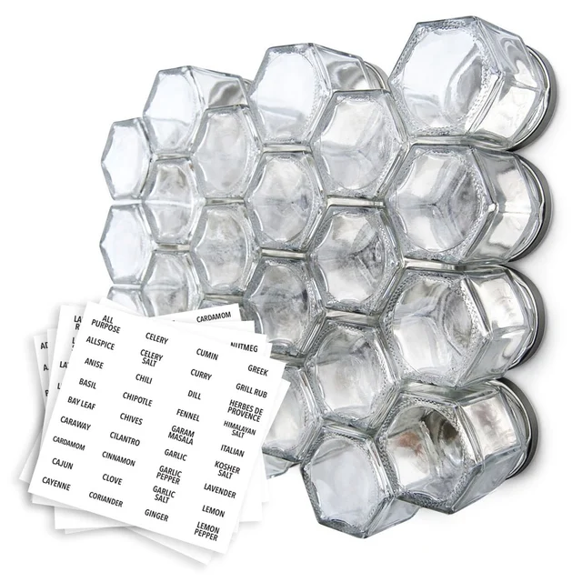 Gneiss Spice Magnetic Spice Rack with Wall Base, 24 Large Empty Jars