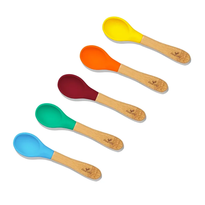 Baby Spoons Regular Scoop, Bamboo & Silicone