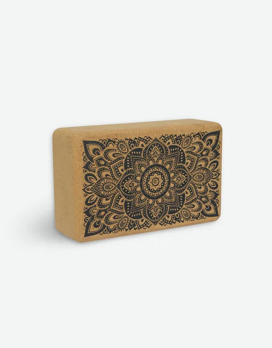 Cork Yoga Block, Mandala Black