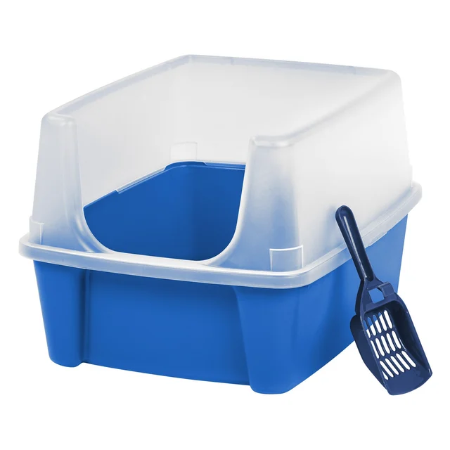 IRIS USA Large Cat Litter Box with Scatter Shield and Scoop (Open Top, High-Sided) - our top pick